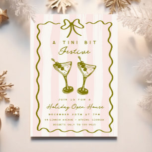 Invitation Doodle Martini Festive Funky Bow Noël Party