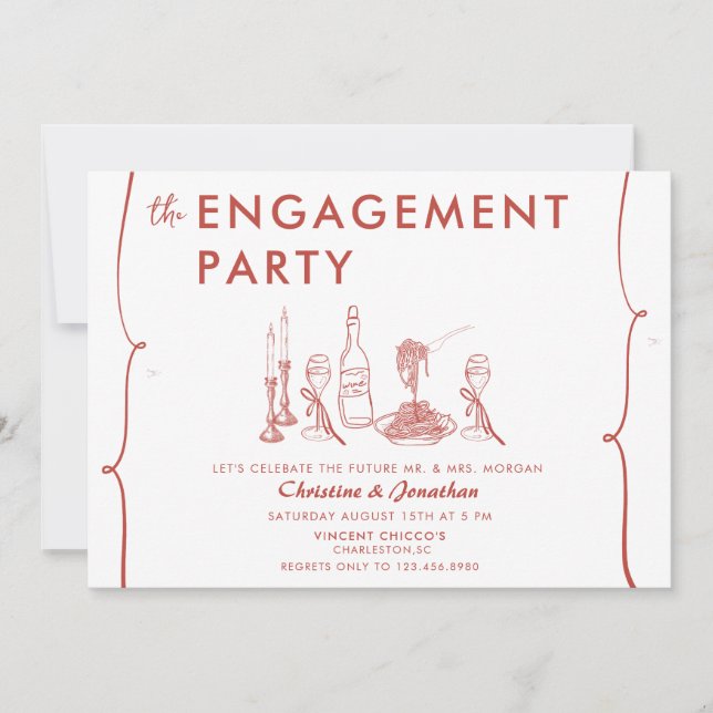 Invitation Doodle moderne | Fête de l'engagement lunatique (Devant)