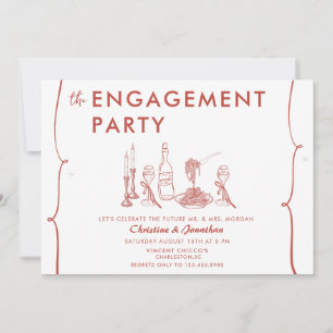 Invitation Doodle moderne Fête de l'engagement lunatique