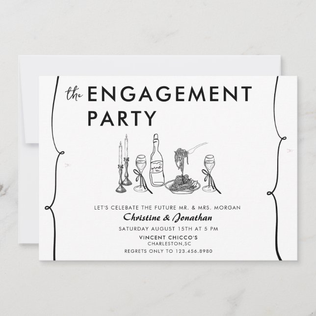 Invitation Doodle moderne |Groupe d'engagement lunatique (Devant)