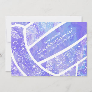 Invitation Doodle motif floral violet volleyball