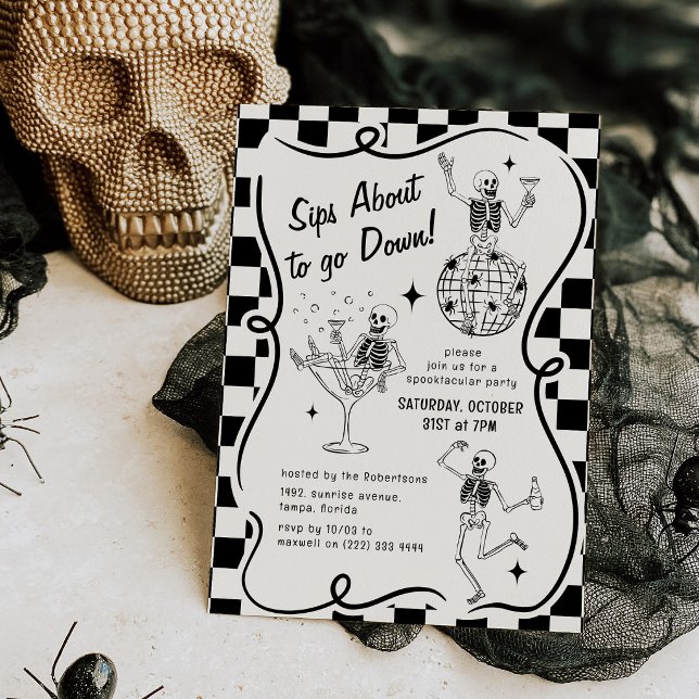 Invitation Doodle Skeletons 'Les boissons vont descendre' Hal (Créateur téléchargé)