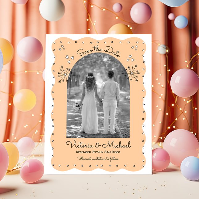 Invitation Doodle Sketch Funky Save the Date Arch (Créateur téléchargé)