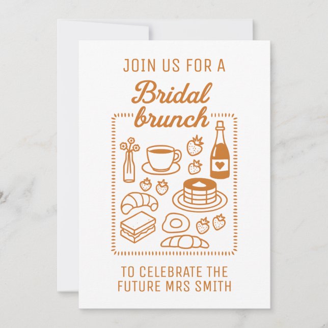 Invitation Doodle tendance à main style nuptiale Brunch douch (Devant)
