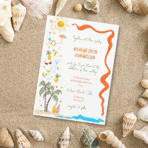 Invitation Doodle Whimsical branché main Drawn Beach Wedding