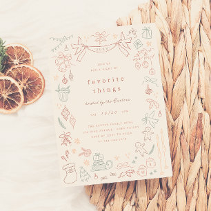 Invitation Doodle Whimsical Favorite Things Noël