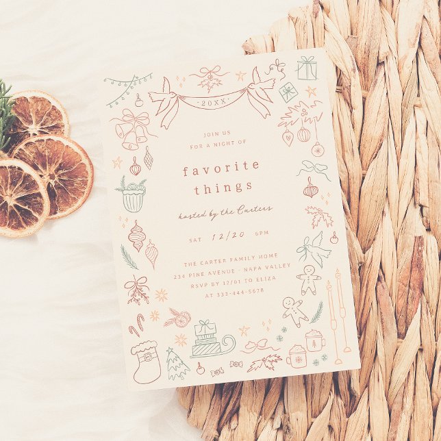 Invitation Doodle Whimsical Favorite Things Noël (Créateur téléchargé)