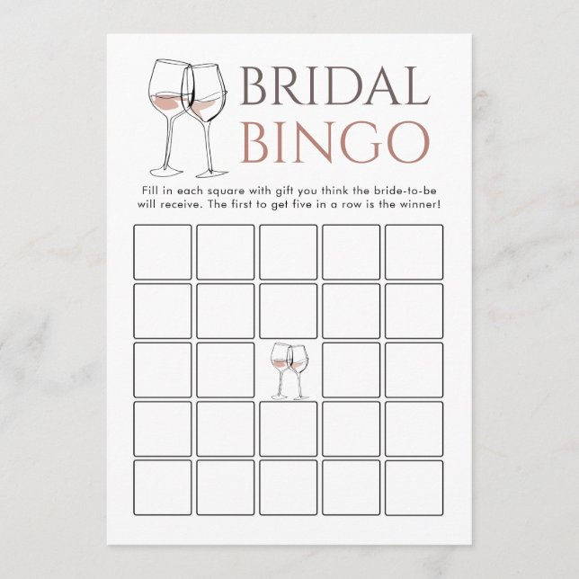 Invitation Doodle Wine Bingo Bridal Shower Game card (Devant)
