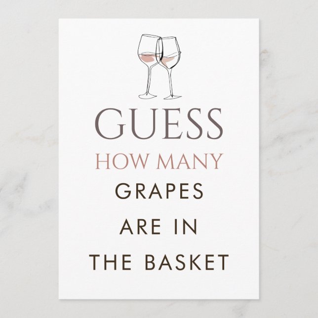 Invitation Doodle Wine Guess How Many Game Bridal Shower Card (Devant)
