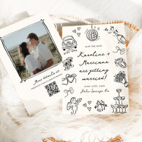 Doodles à main fantaisie Enregistrer la date Code 