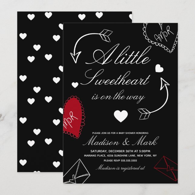 Invitation Doodles Chéri En route  Baby Shower  (Devant / Derrière)