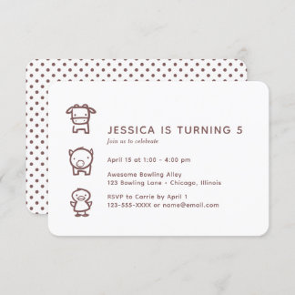 Invitation Doodles d'animaux de ferme Anniversaire de l'enfan