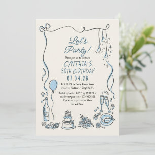 Invitation Doodles Dessinés à la Main Fantaisistes et Origina