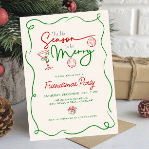 Invitation Doodles dessinés à la main pour Friendsmas Noël