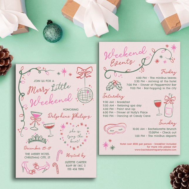 Invitation Doodles Dessinés à la Main Week-end de Bachelorett (Créateur téléchargé)