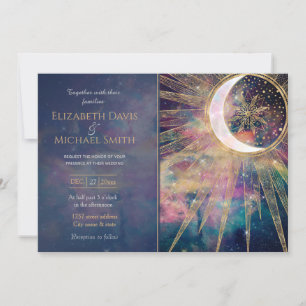 Invitation Doodles dorés de Nebula Sun Moon Mandala
