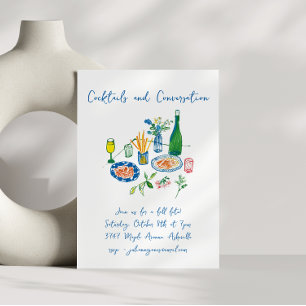 Invitation Doodles écrits à la main Cocktails Pied d'automne