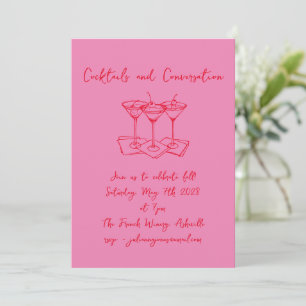 Invitation Doodles manuscrits Cocktails Conversation Rose