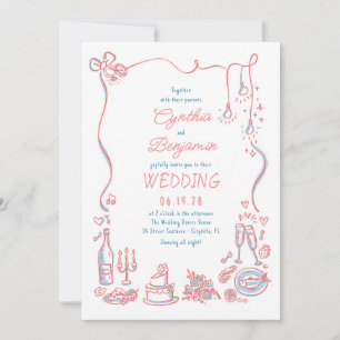 Invitation Doodles tirés à la main photo Mariage lunaire