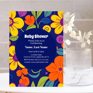 Invitation Dopamine Baby Bliss - Gras Florales colorées rétro