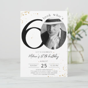 Invitation d'or 60e anniversaire avec photo