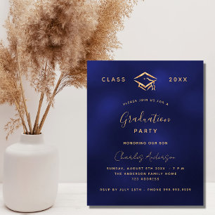 Invitation d'or bleu marine