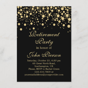 Invitation d'or de partie de retraite de confettis