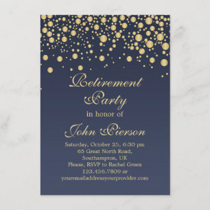 Invitation d'or de partie de retraite de confettis