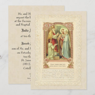 Invitation d'or Mariage catholique traditionnelle