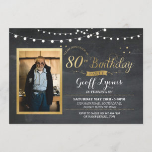 Invitation d'or Rustic à l'occasion du 80e anniver