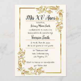Invitation Dorado Quinceañera