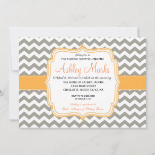 Invitation d'Orange et de Grey Chevron