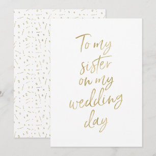 Invitation Doré "À ma sœur le jour de mon mariage"