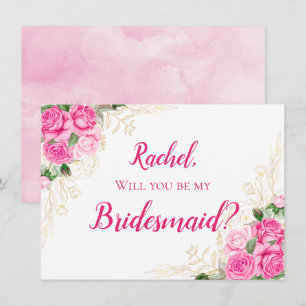 Invitation Doré et aquarelle Floral Roses roses roses