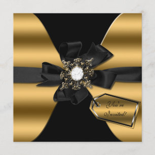 Invitation doré et noir à bille de diamant