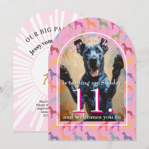 Invitation dorée pour grande fête canine noire