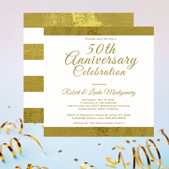 Invitation dorée pour la célébration du 50e annive (50th Anniversary Celebration Gold Invitation)