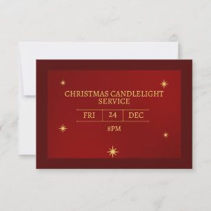 Invitation dorée pour le service de Noël de l'égli