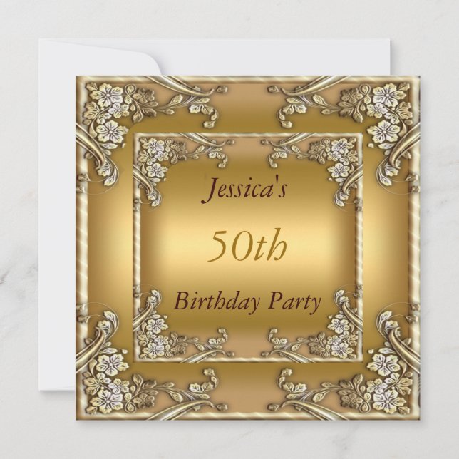 Invitation dorée pour les 50 ans (Devant)