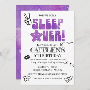Invitation Dormir au-dessus de la fête d'anniversaire Doodles