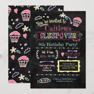 Invitation Dormir de la fête du bois Anniversaire Doodle tabl