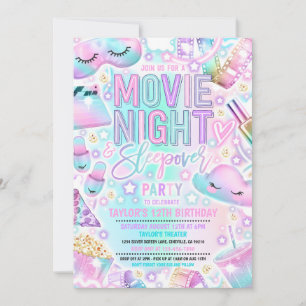 Invitation Dormir de nuit Pastel Rainbow Anniversaire