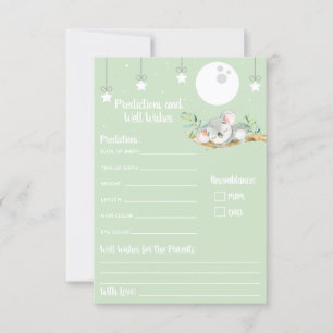 Invitation Dormir Koala Baby shower Prédictions et bien voulo