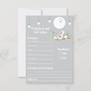 Invitation Dormir Koala Baby shower Prédictions et bien voulo