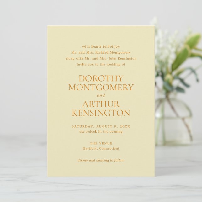 Invitation Dorothy Beurre Jaune Mariage élégant (Debout devant)