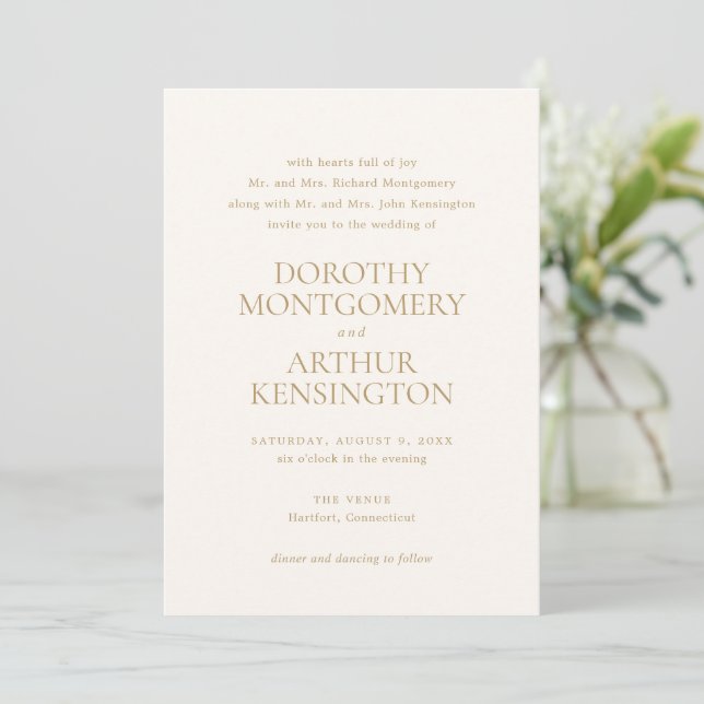 Invitation Dorothy Ivory et Gold Mariage élégant (Debout devant)