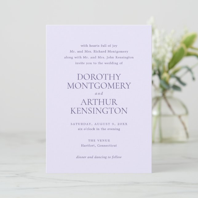 Invitation Dorothy Lilac Mariage élégant (Debout devant)