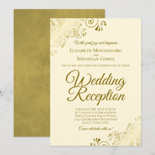 Invitation Dorures sur Crème Réception de Mariage Élégante