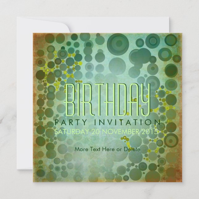 Invitation Dos Dots GRN | Grunge Bubble House Fête Anniversai (Devant)