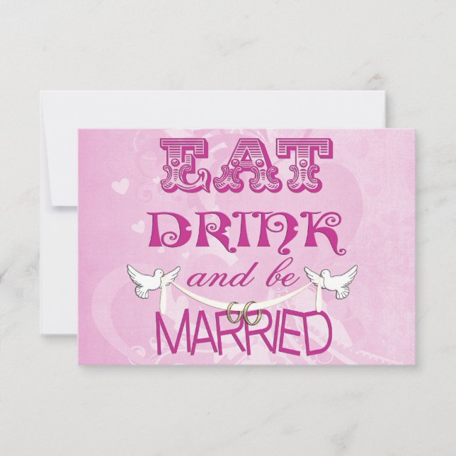 Invitation Doses mariages RSVP sur rose (Devant)